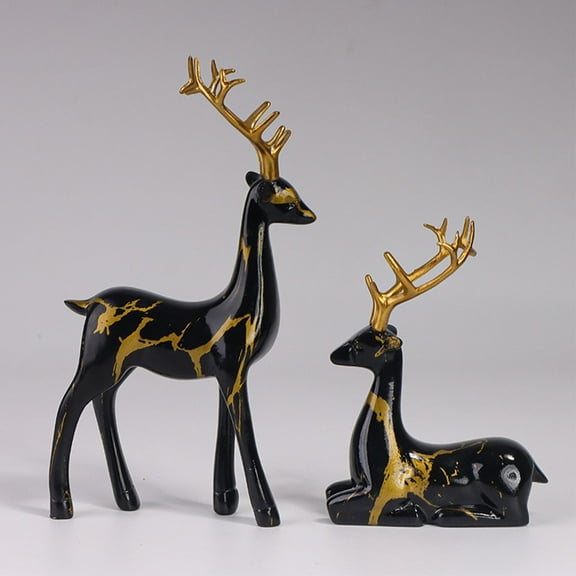 BINGTAOHU Christmas Reindeer Figurines For Centerpieces Black Reindeer Christmas Decoration Black Metal Reindeer Black Metal Reindeer Christmas Decoration Christmas Reindeer Figurines, 2Pcs