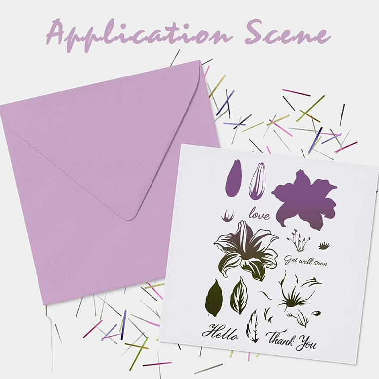 40 pcs Purple Stickers Flower Leaves Sprigs Clear Edge Scrapbooking Card  Making