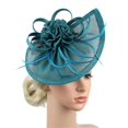thumbnail image 3 of Femmes Imitation Chanvre Couvre-Chef Fleur Maille Fleur Embellissement Sangle Fixe Robe de Dîner Petit Chapeau Cheveux Accessoires, 3 of 6