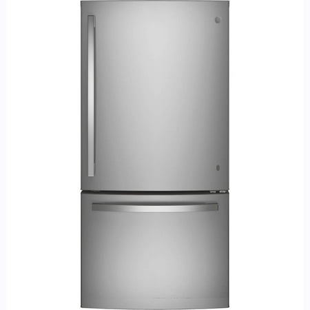 GEÂ® Energy StarÂ® 24.8 cu. ft bottom-freezer refrigerator model GDE25EYKFS Fingerprint Resistant