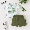 thumbnail image 2 of HCNTES Toddler Boys Summer Outfits, a Sports Car Print Short Sleeve T Shirts Tops and Elastic Waist Shorts Set,3-6 Months AG, 2 of 9