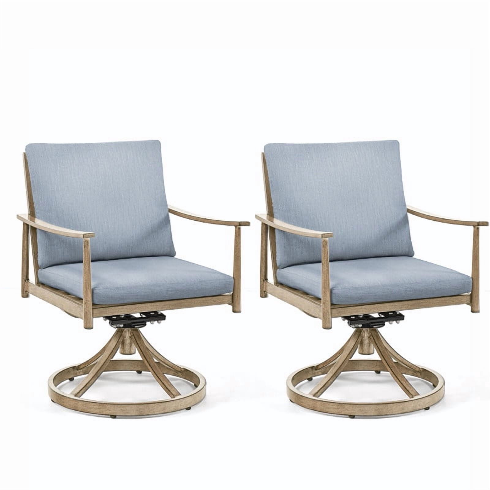 2-Pcs All-Weather Patio Swivel Chairs, Aluminum Frame Outdoor Dining Chairs Set of 2 with Cushions
