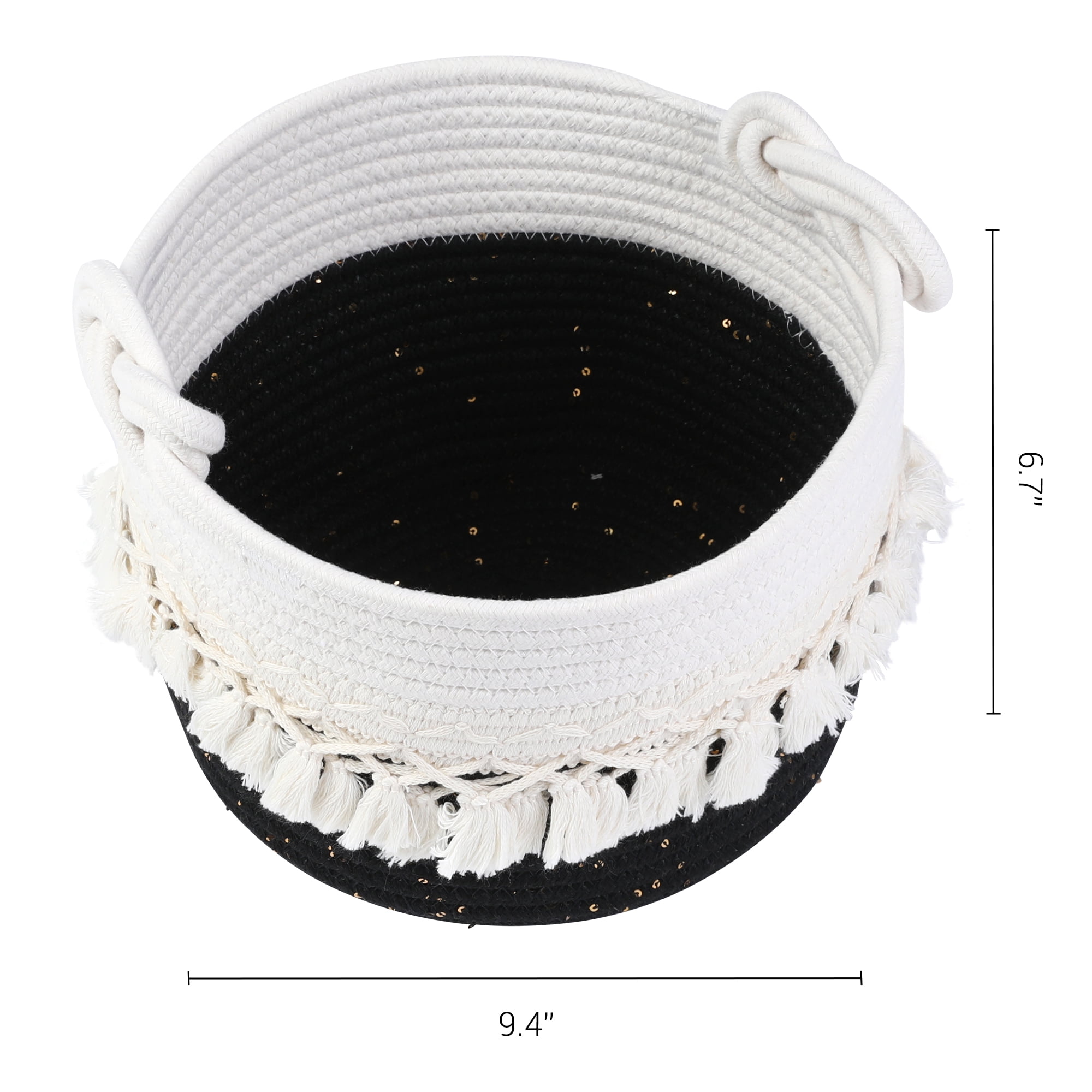 Unique Bargains Woven Storage Basket Shelf Closet Storage Bin Black 9.4*6.7in