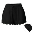 thumbnail image 2 of fatyb Shorts for Women Drawstring Lace Trim Lounge Shorts Elastic Waist Ruffle Beach Shorts with Pockets, 2 of 7
