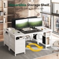 thumbnail image 4 of HOMRELEXA 55" Computer Desk, Home Office Desk with 3 Drawers and Storage Shelves, PC Table Desk for Bedroom, White, 4 of 9
