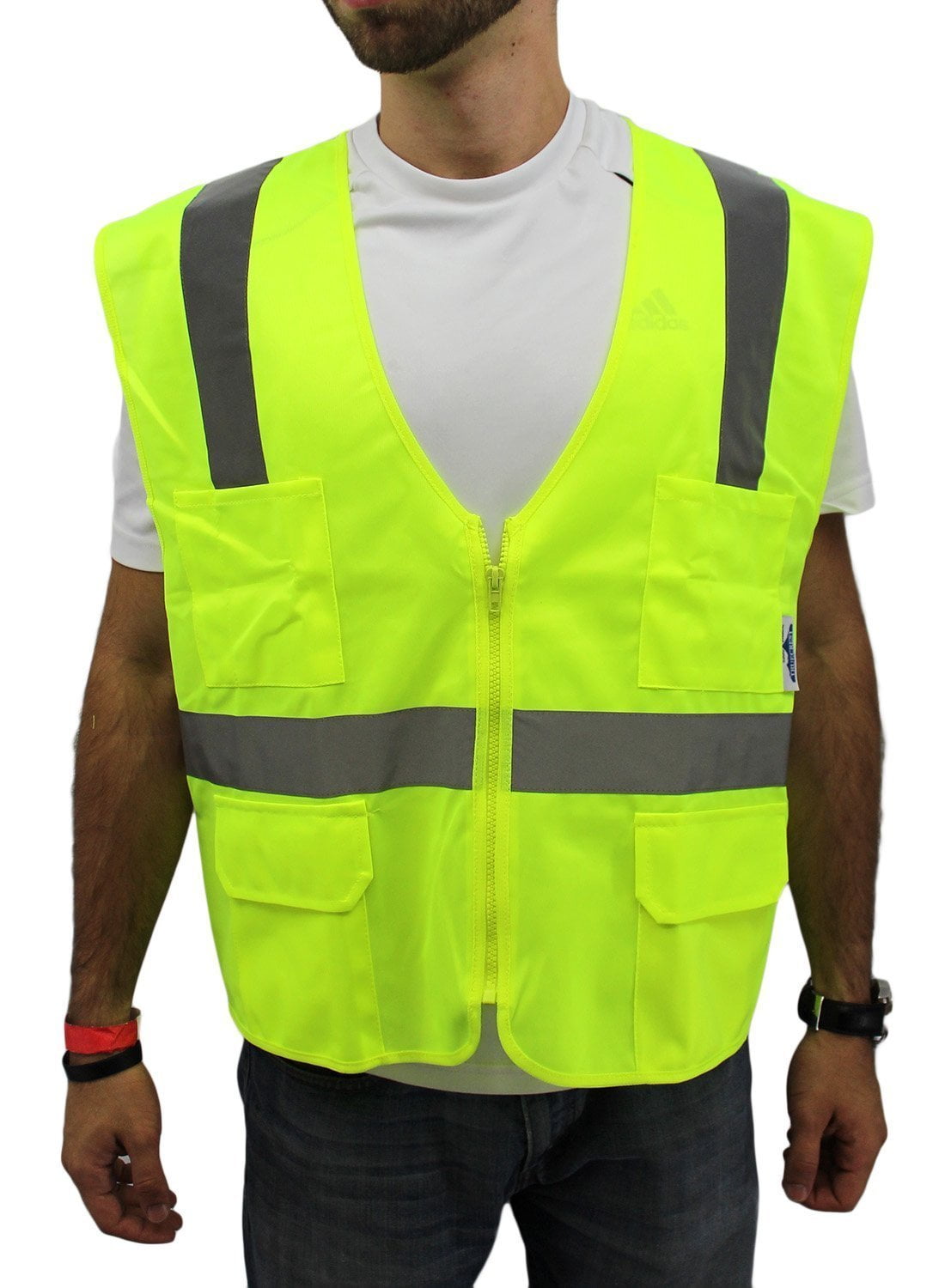 Reflective 4 Pockets XL Large Lime Yellow Safety Vest ANSI CLASS 2 US Shipper 