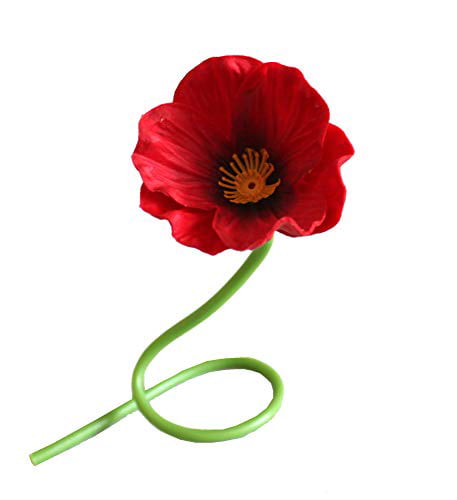 Mandy's 10pcs Red Poppy Artificial Flower for Wedding Home & Kitchen PU 12.5 vase not Include 