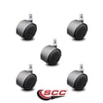 thumbnail image 2 of 2.375 Inch Flat Black Hooded Urethane Twin Wheel Grip Ring Chair Casters Set 5, 2 of 2