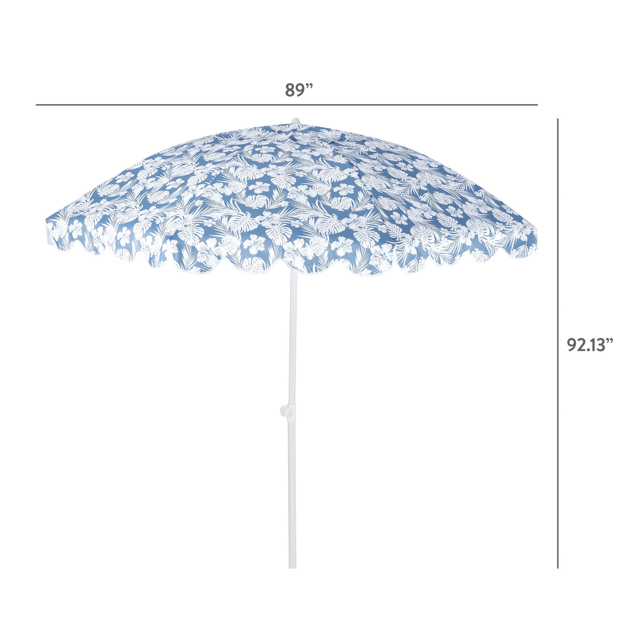 Mainstays 7.5 ft Resort Beach Umbrella with Sand Anchor and Tilt, Blue Palm Design