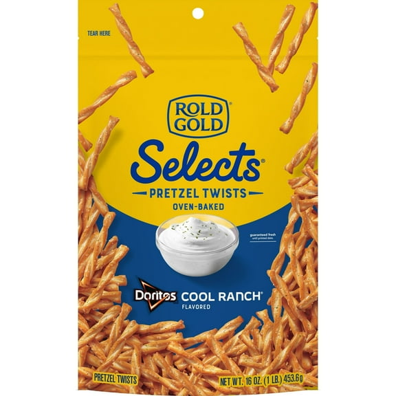 Rold Gold Selects Oven Baked Doritos Cool Ranch Flavored Pretzels Twists, 16 oz Bag
