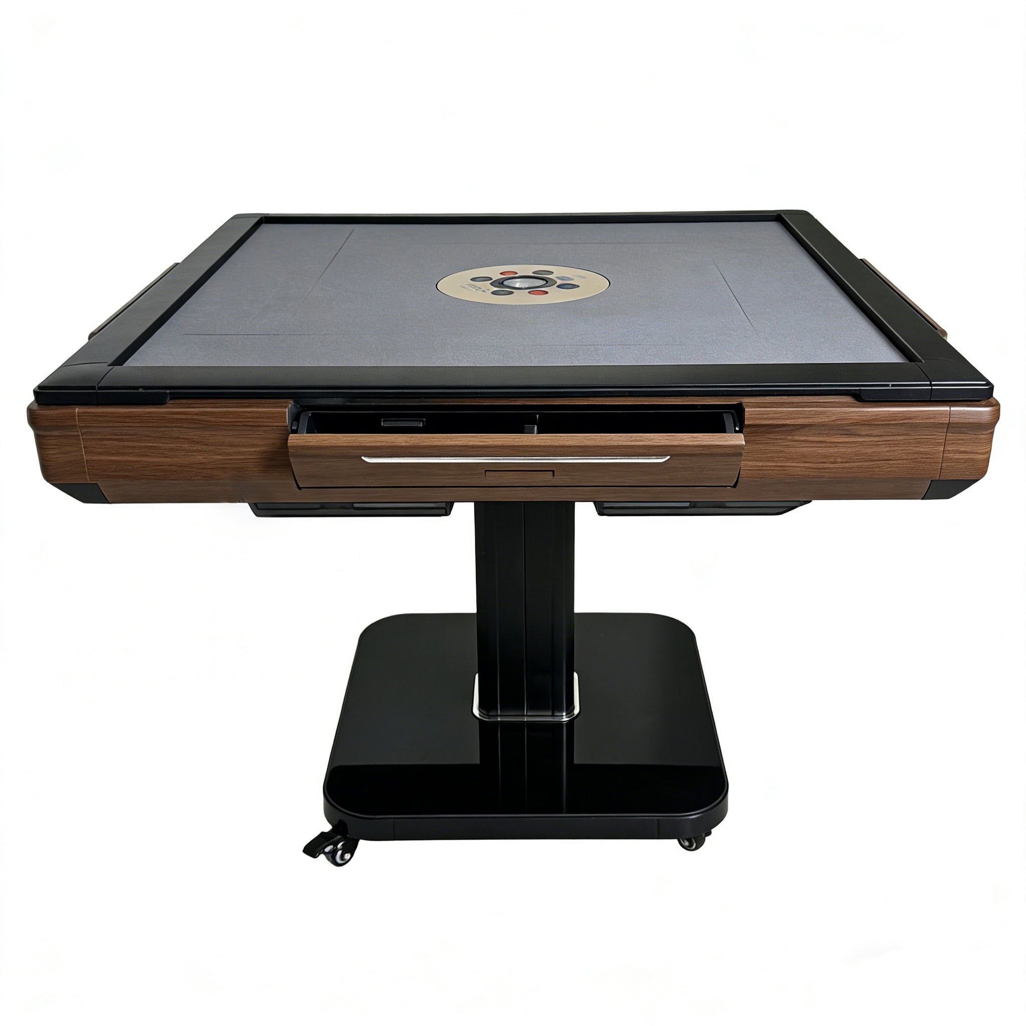 Noble House Foldable Automatic Mahjong Table with Wheels, Magnetic Tiles, Hard Cover, Brown