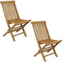 Sunnydaze Hyannis Teak Outdoor Dining Chair - Set of 2