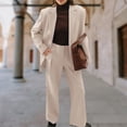 thumbnail image 4 of Pantalones Trajes de traje de dos piezas para mujer Conjuntos de traje casual de negocios de color sólido Primavera Otoño Ygjytge Beige T XL para Mujer, 4 of 6