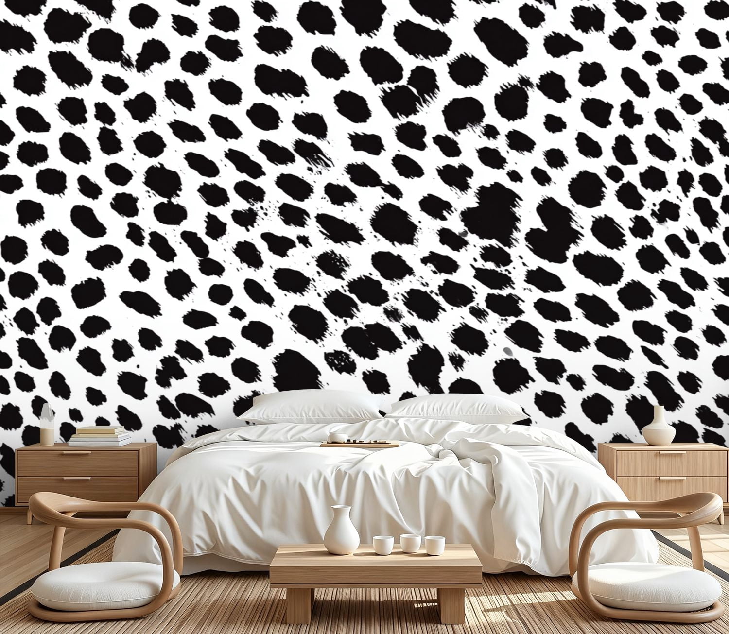 Wall Mural Peel and Stick Seamless dalmatian fur animal print Self-Adhesive Wallpaper Removable Wall Decal Wall Sticker Home Decor for Living Room Bedroom 100"x144"