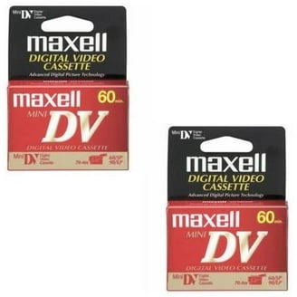 Mini DV digital video cassette Fuji DVM60 ME DVCasstte on a polished gray marble shelf Stock