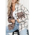 thumbnail image 1 of Women's Brown Mixed Plaid Soft Oversized Shirt, 1 of 16