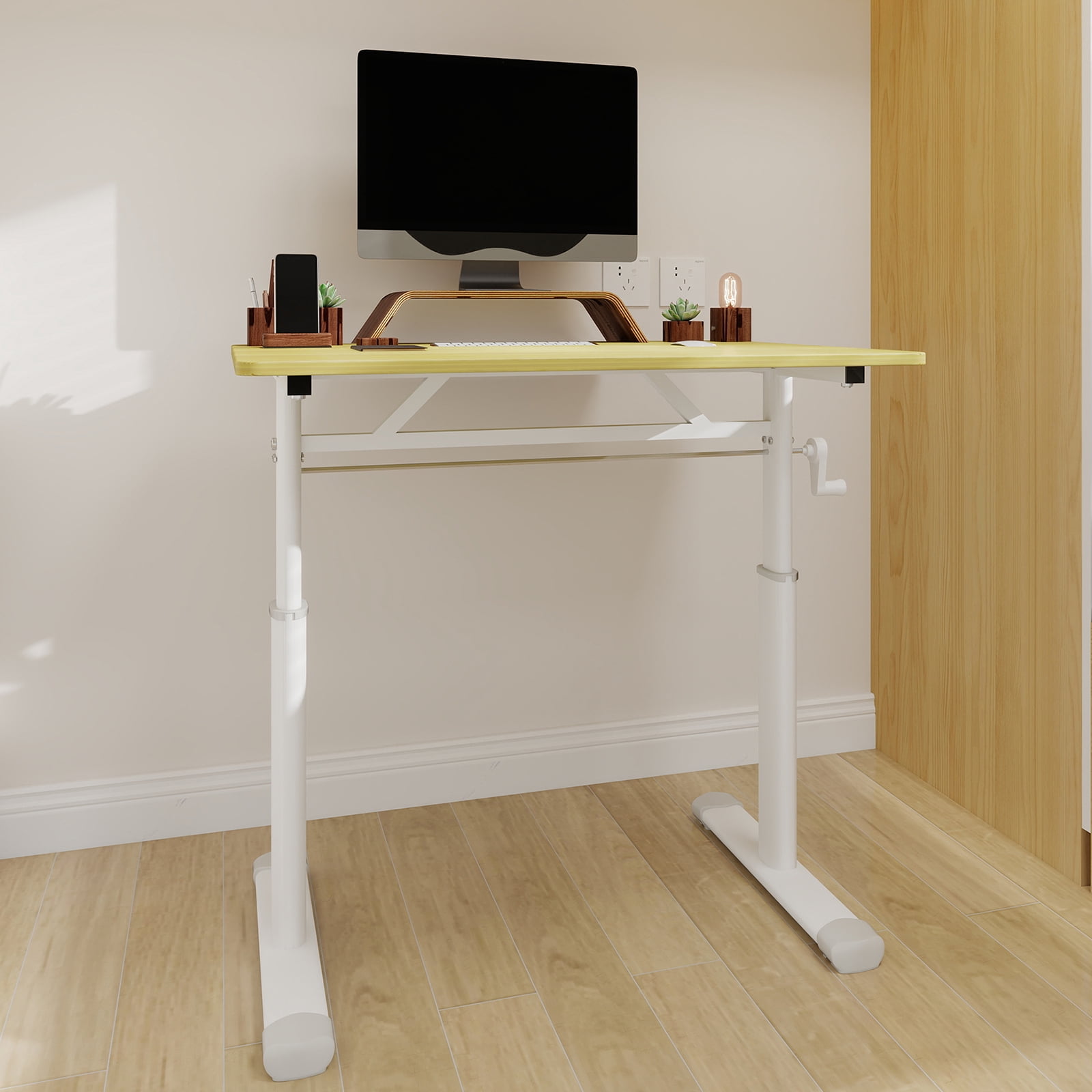 Yoneston 32" x 24" Height Adjustable Computer Desk, Home Office Standing Up Desk for Students,Teen and Adults, Wood