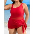 thumbnail image 3 of Asoul Plus Size One Piece Swimsuit Swim Dress Mesh Cutout Skirt Bathing Suits Women Side Split Modest Swim Suits, 3 of 7