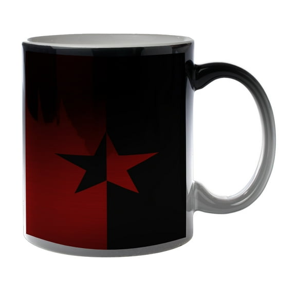 KuzmarK Black Heat Morph Color Changing Coffee Cup Mug 11 Ounce - Black Star