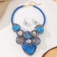 thumbnail image 2 of Boho Chunky African Statement Aluminum Wire Heart Necklace Earring Set For Women Tribal Fashion Costume Jewelry Earring Sets Unique Colorful Big Rhinestone Crystal Pendent Collar Choker, 2 of 3