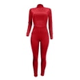 thumbnail image 4 of HXWCHs Women's Linen Jumpsuit, Women's Autumn Winter Fashion Jumpsuit Slim Fit Long Sleeve Bodycon Stretch Non Casual Outfit XL Red, 4 of 5