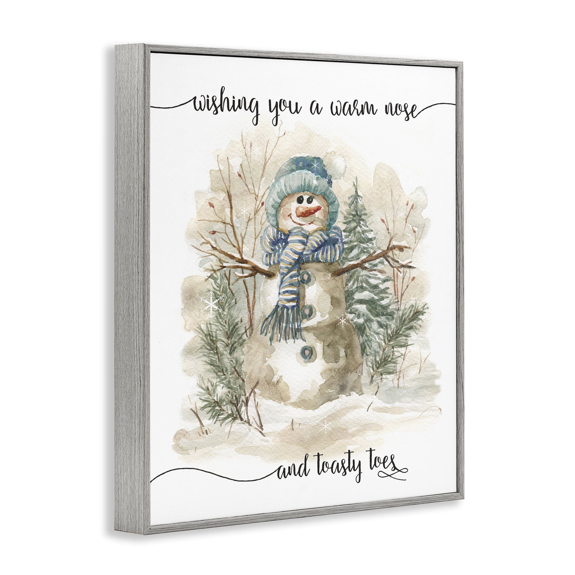 Stupell Industries Warm Nose & Toasty Toes Holiday Painting Gray Framed Art Prints Wall Art, 11 x 14