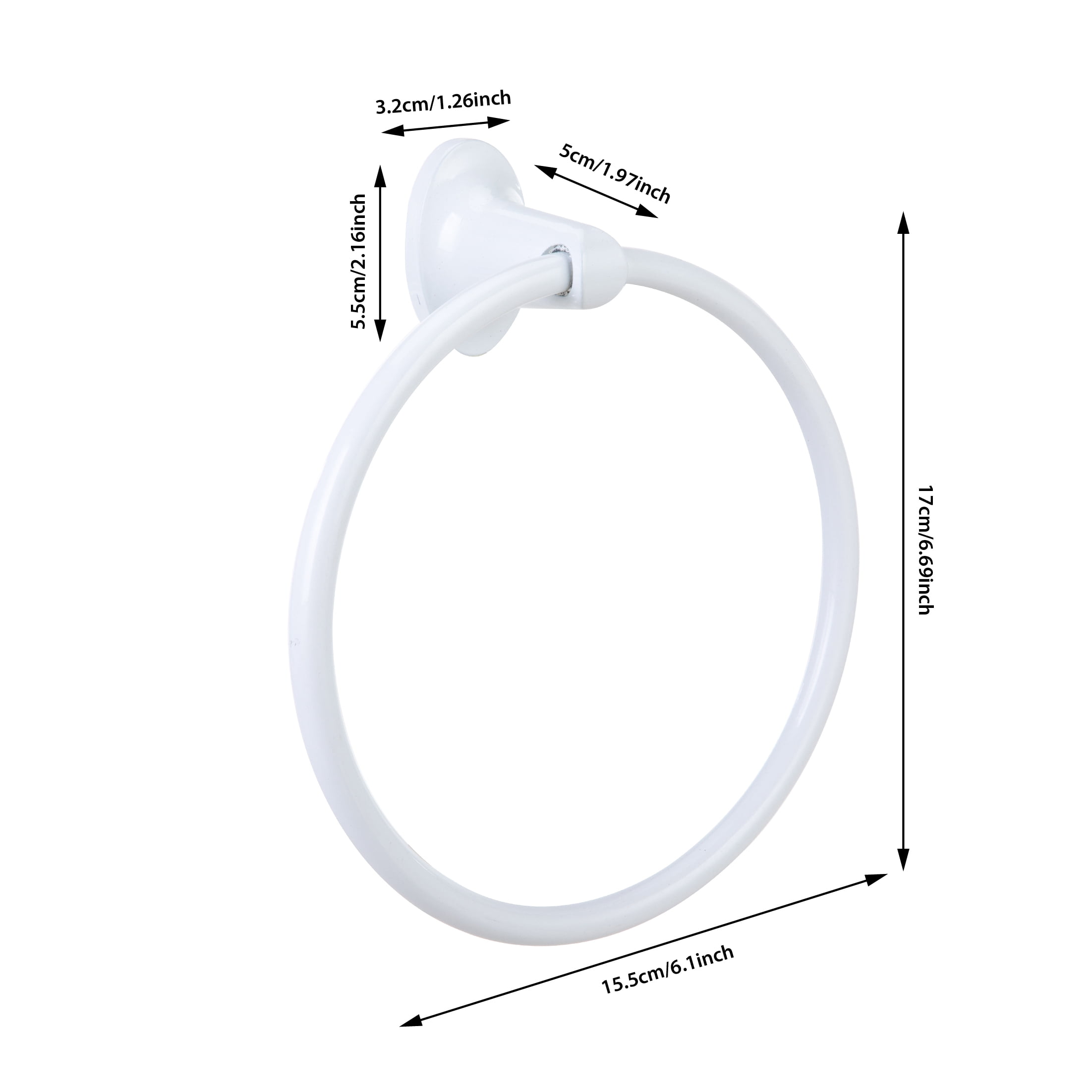 (2 pack) Mainstays 7.1-inch Oval Wall Mount Towel Ring White Finish with Hardware