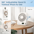 thumbnail image 3 of Desk Fan Portable Fan Rechargeable 2000mAh Personal Fan, Silent Small Table Fan Travel Fan for Sleeping with Display & 100-Speed, Desktop Fan for Bedroom Office Camping-White, 3 of 11