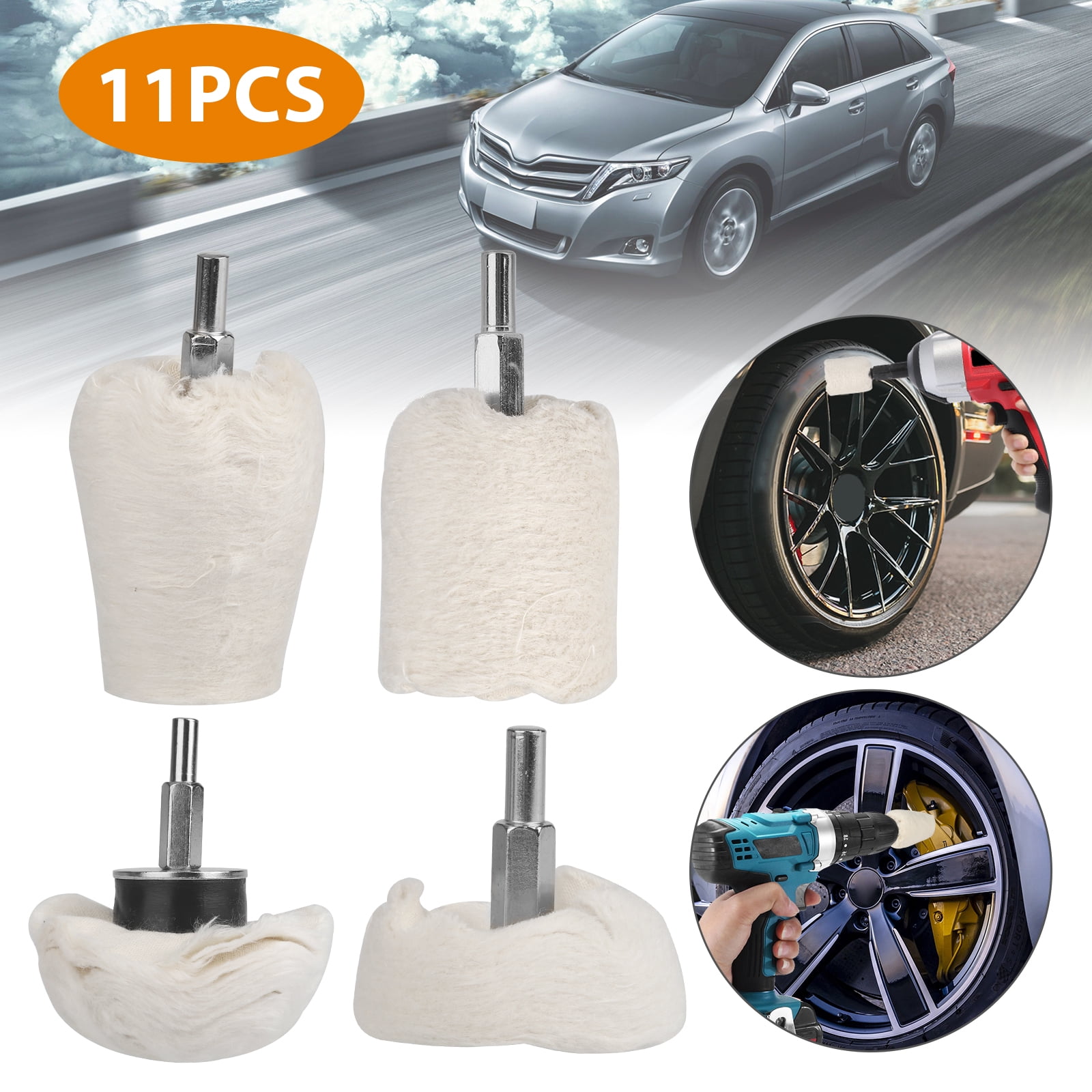 TSV 4pcs Polishing Buffing Wheel for Drill, White Lint Polishing
