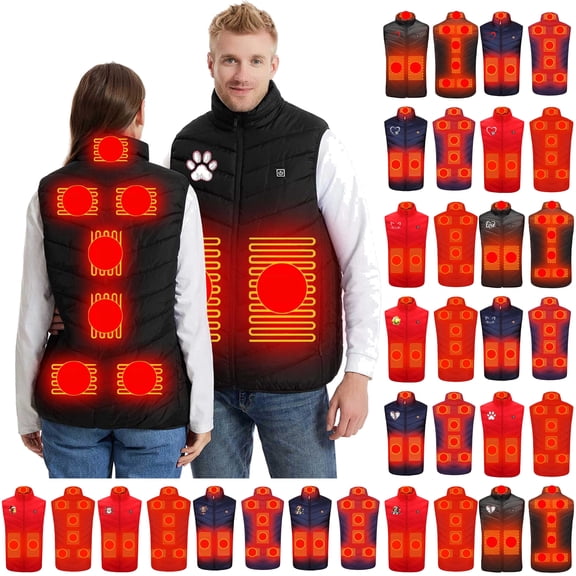 QATAINLAV Fall SavingsUpgraded Heated Vest for Men and Women, Smart Electric Heating Vest, Lightweight Heated Jacket (Battery Not Included) Black XXL