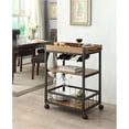 thumbnail image 2 of Pemberly Row Kitchen Cart in Black with Wood Planked Top, 2 of 2