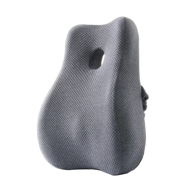 Almohada de soporte lumbar, cojín de espuma de memoria, almohada ergonómica de soporte de espalda para automóvil, computadora, silla de juego, sofás gris