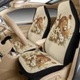 thumbnail image 3 of Xixirimido Leather Seat Cover Front Seats Only, Universal Fit Auto Front Seat Covers for Sedan Van SUV Truck 5 Pcs Set with Seatbelt Covers & Center Console Cover, Lion Cross Floral Butterfly, 3 of 8