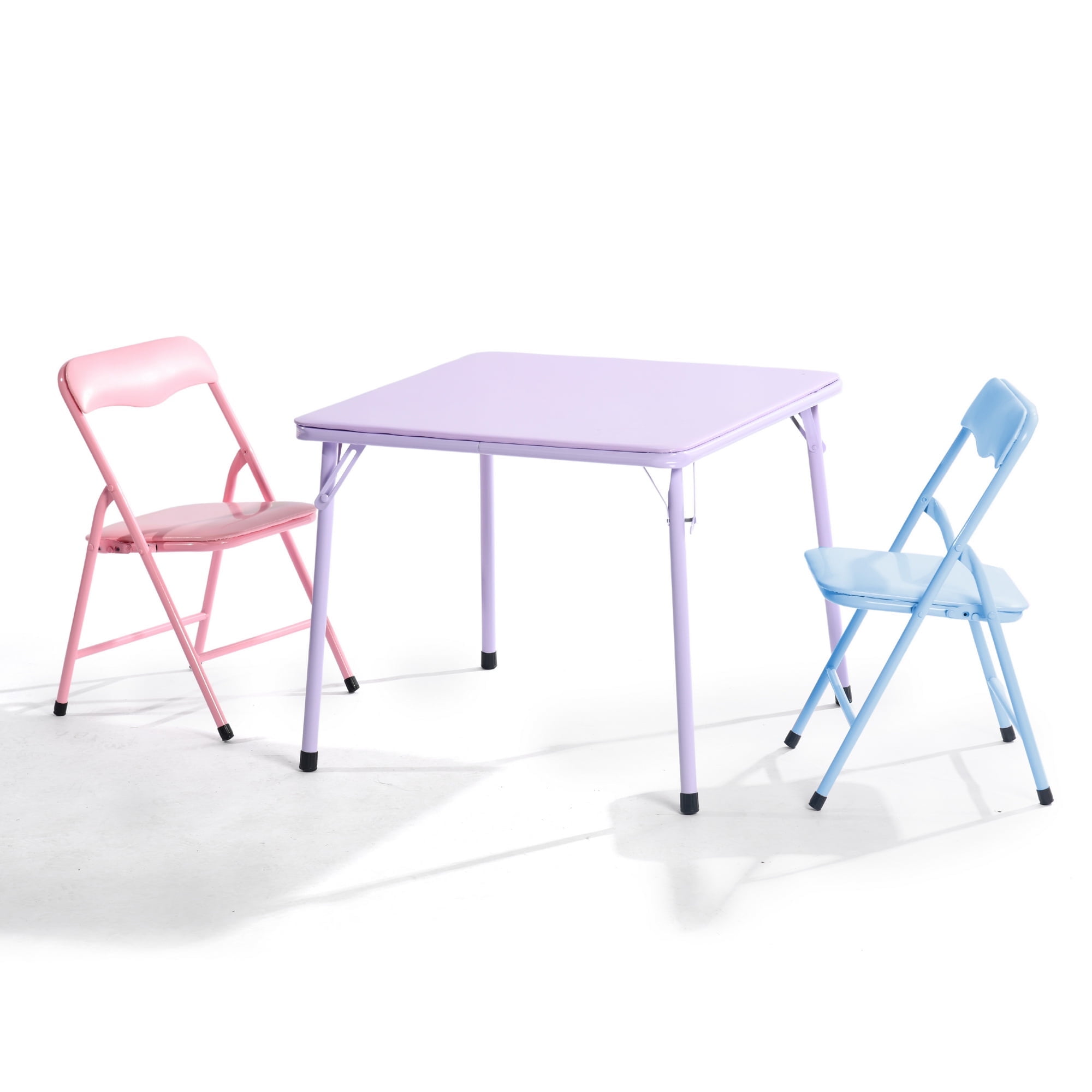 Homy Casa Kids Folding Play Table with 2 Chairs, Multicolor Toddler Playroom Classroom Activity Set