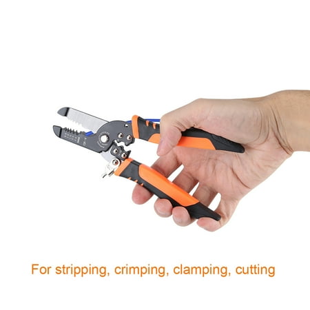 

Tebru Multi-functional Plier Electrician Wire Stripper Stripping Crimping Clamping Cutting Hand Tool Clamping Plier Multi-functional Plier
