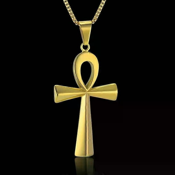 Egyptian Ankh Cross Pendant Necklace 19 22 24 Gold Color Stainless Steel Necklace for Women Egypt Jewelry XL811