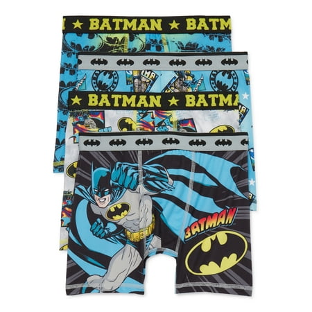 Batman Boys Performance Boxer Briefs Underwear, 4-Pack, Sizes 4-10