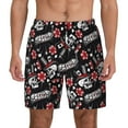 thumbnail image 2 of Picia Vintage Skull Casino pattern Mens Swim Trunks with Compression Liner Stretch Beach Shorts Quick Dry with Zipper Pockets No-Chafing Board Shorts-Small, 2 of 9