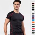 thumbnail image 2 of Ropa deportiva ajustada de manga corta para hombre, ropa de entrenamiento para correr, ropa elástica de secado rápido, camiseta de manga corta, 2 of 5