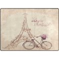 thumbnail image 2 of FREEAM Bonjour Paris Eiffel Tower Bike Vintage Area Rug Mat for Living Dining Dorm Room Bedroom Home Decorative 5'3"x4', 2 of 6