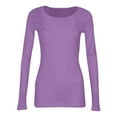 thumbnail image 4 of Fonma Going Out Tops for Women Fall Long Sleeve Lightweight Tops Ribbed Crew Neck Shirts Winter Trendy Travel Clothes Purple L, 4 of 5