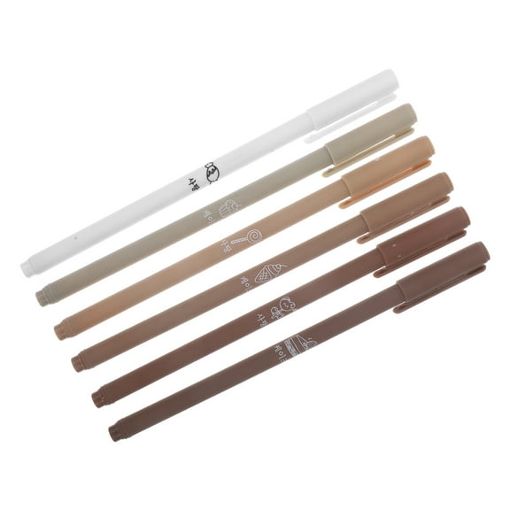 LULULION Cute Brown Gel Pens, Practical and Smooth, Student Stationery, 6Pcs