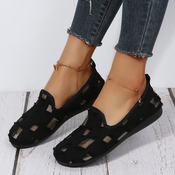 Vedolay Women Casual Shoes Women's Loafers Fashion Comfort Rubber Sole Flats Slip On Dress Shoes,Black 7.5