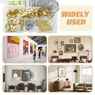 102 piece picture hanging kits, heavy duty picture hangers for drywall, picture hooks, picture hooks for hanging mirrors, picture frame hangers with nails, hanging wires, etc