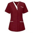 thumbnail image 5 of LYMAYTER Medical Scrub Tops for Women Short Sleeve V Neck Nurse Work Uniform Shirts with Pockets S-3XL, 5 of 6