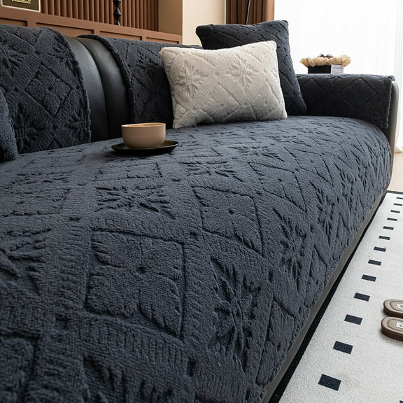XmhyTop-A 1 Piece 70*70cm Blue Furry Couch Cover - Plush Sofa Slipcover, Non-slip Sectional Couch Cover, Pet Furniture Protector, Furry Fluffy Sofa Slipcovers