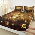 thumbnail image 3 of Homewish Gold Bull Skull Full Size Sheets,Rustic Boho Bohemain Bed Sheets,Galaxy Starry Night Sheet Sets For Kids,Breathable Home Decor,4-Piece, 3 of 7