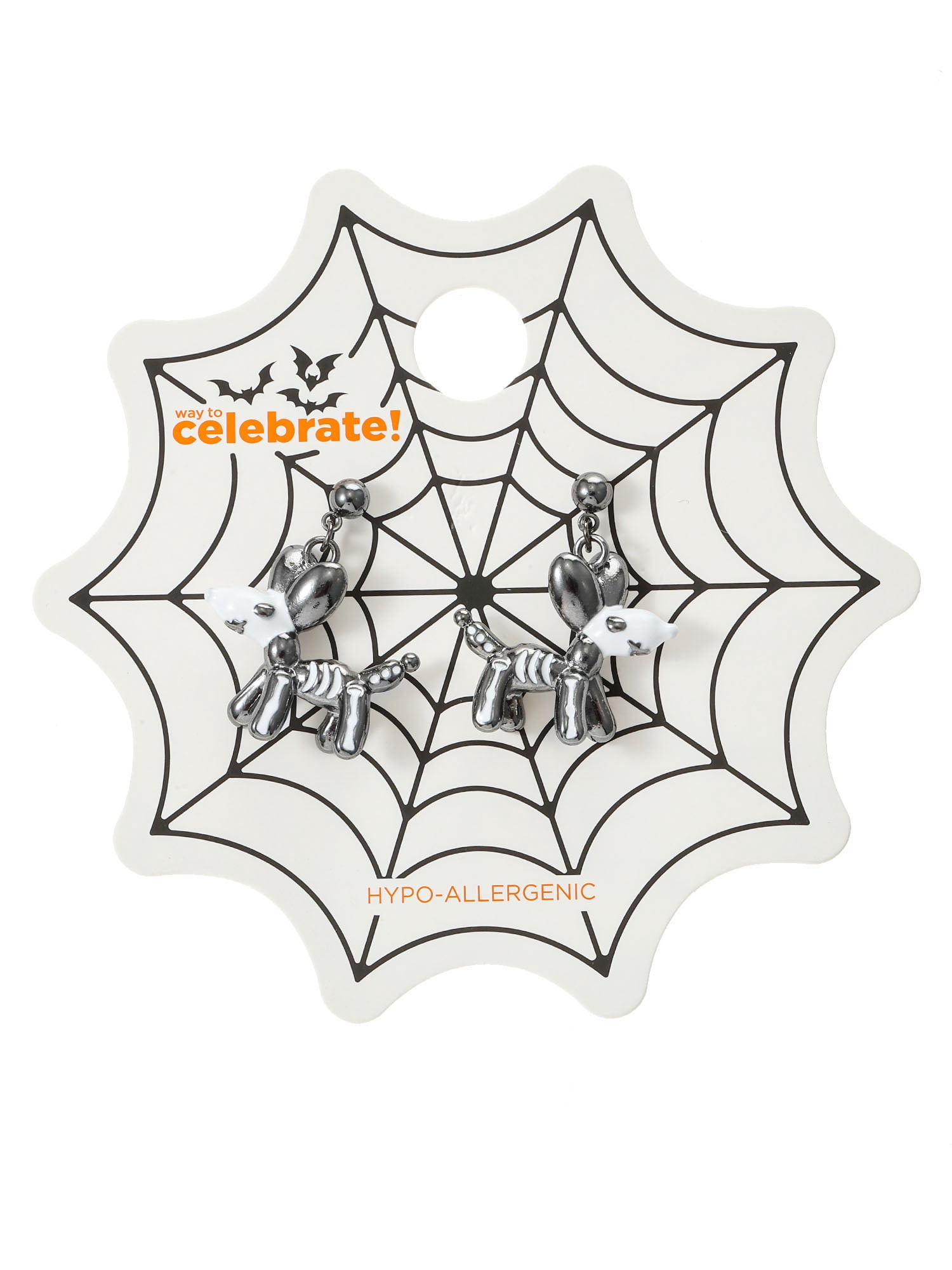 Way to Celebrate Skeleton Balloon Dog Halloween Earrings, 1 Pair