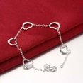 thumbnail image 6 of GKNET 925 Sterling Silver Five Hearts Bracelet Chain Wedding Ladies Party Gift, 6 of 9