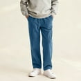 thumbnail image 6 of jobturf Boys Corduroy Pants Trendy Drawstring Straight Leg Sweatpants Fall Spring Fashion Elastic Waist Trousers Casual Baggy Joggers with Pockets Size 14-15 Years, 6 of 7
